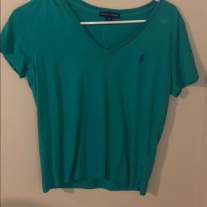 Aqua blue polo t shirt WOMENS